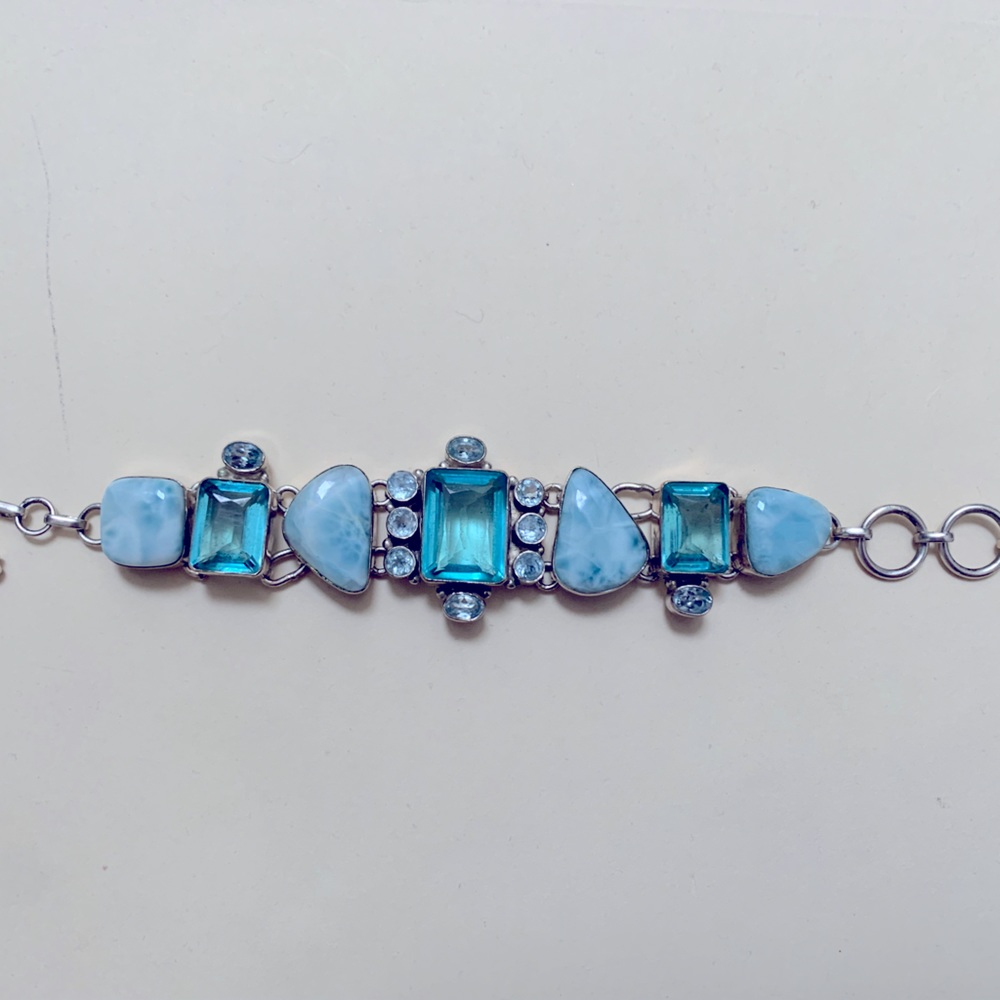 Larimar Sterling Silver bracelet with blue topaz